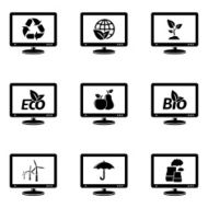 Monitor icons with ecology signs