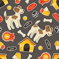 Seamless pattern with cute sticker dogs icons and objects N2