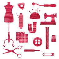 Red isolated sewing and tailoring symbols N2