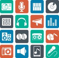 Silhouette Music and audio equipment icons