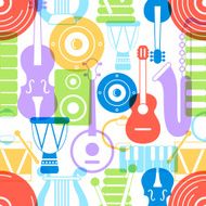 Seamless pattern of silhouette musical instruments Vector illus