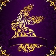 Elegant square easter frame in purple and gold