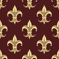 Seamless background pattern of yellow fleur de lys