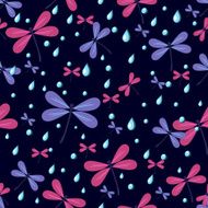 seamless pattern dragonflies on a dark background