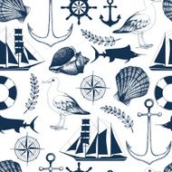 Vector seamless pattern sea elements and hand drawn illustrations N3