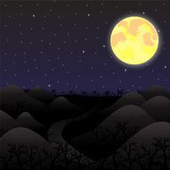 Night landscape in the full moon