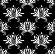 White colored floral arabesque seamless pattern