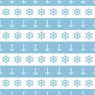 Nautical stripes anchors and wheels seamless pattern background