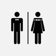 Vector silhouette male and female WC icon denoting toilet