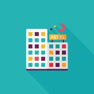 Hotel flat icon with long shadow N28