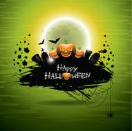 Halloween illustration on green background