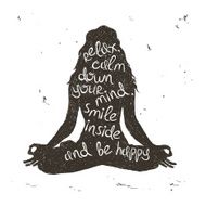 Woman silhouette sitting in lotus pose of yoga
