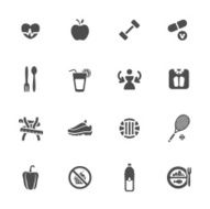 Diet and fitness theme icons