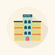 Hotel flat icon with long shadow N29