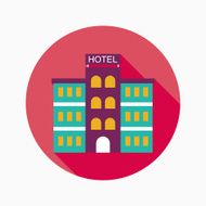 Hotel flat icon with long shadow N30