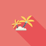 Palm tree flat icon with long shadow N23