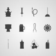 Black vector icons for hookah accessories