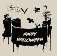 Abstract Halloween Background - Various Spooky Creatures in the Dark