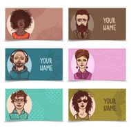 Business cards with sketch faces N2