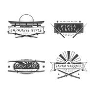japan style banners and signs with cold weapons N2