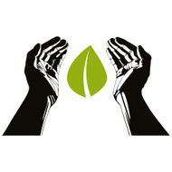 Hands with leaf vector symbol