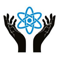 Hands with atom vector symbol