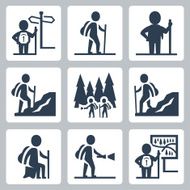Traveller vector icons set