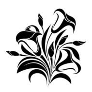 Abstract flowers Vector black silhouette
