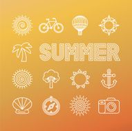 Vector summer banner and background in trendy linear style