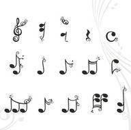 musical notes with floral design elements