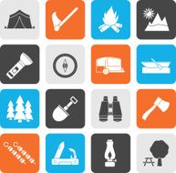 Silhouette Camping travel and Tourism icons