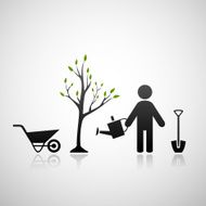 Gardener and sapling