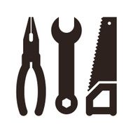 Pliers wrench and saw icon