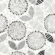 Monochrome seamless pattern of abstract flowers N27