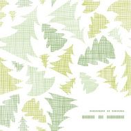Green Christmas trees silhouettes textile frame corner pattern background