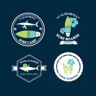 Surfing summer icons