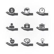 hand icons saving concept design vector N2