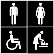 Toilet Sign - Restroom Mother room and Disabled sign