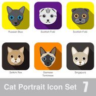 Cat breed face cartoon flat icon series N4