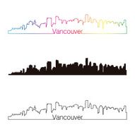 Vancouver skyline linear style with rainbow