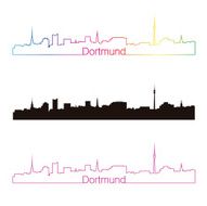 Dortmund skyline linear style with rainbow
