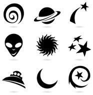 fun space icons silhouettes