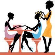 silhouette women in a beauty salon N2