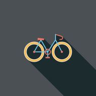 Bicycle flat icon with long shadow