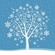 Winter Tree with Snowflakes