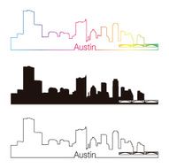 Austin skyline linear style with rainbow