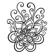 Beautiful Decorative Flower with Leaves (Vector) N47