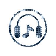 Headphones icon with halftone dots print texture