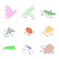Insects stickers Silhouettes Set N2