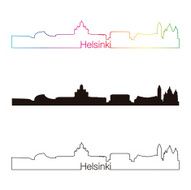 Helsinki skyline linear style with rainbow